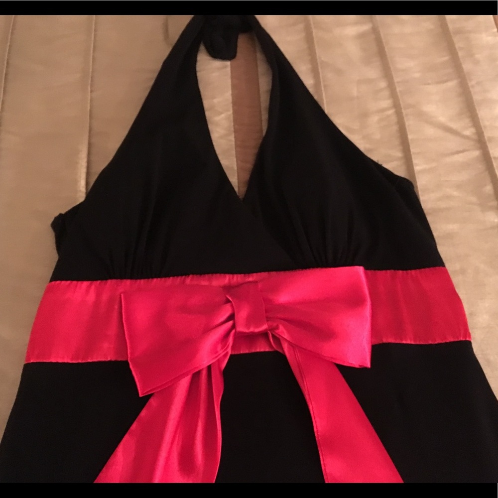 Red and Back Halter Dress